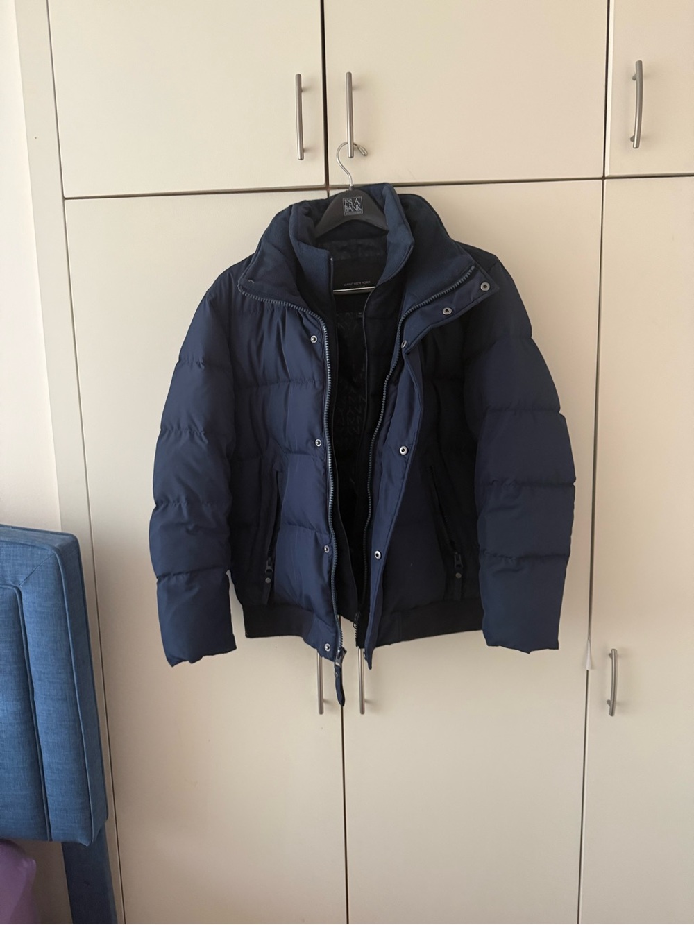 Men's Navy Puffer Jacket with bib Marc New York - M
